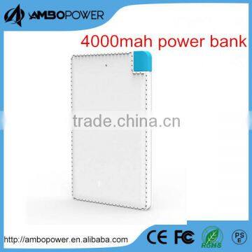 4000MAH credit card power bank with leather case