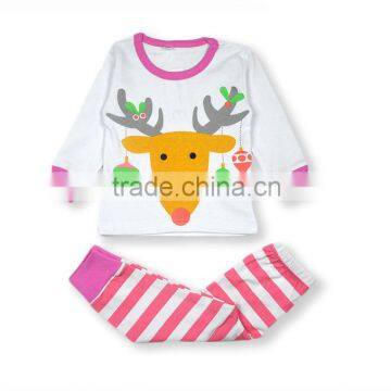 Christmas Santa Claus Long Sleeved T-shirt ELK Reindeer Printed Striped Pants Two-Piece Suit Pyjamas Sleepwear Homewear Cotton photo-5