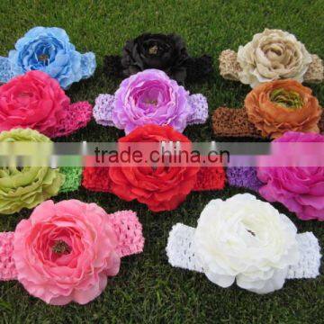 4" Ruffle Ranunculus Flowers with Crochet Headband