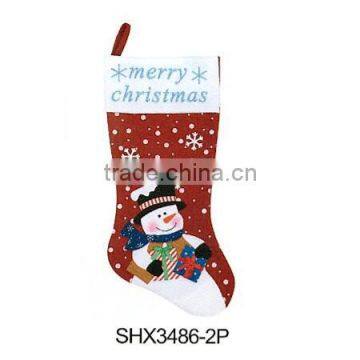 19" Non-woven Red Christmas Stocking With Tree and Reindeer photo-3