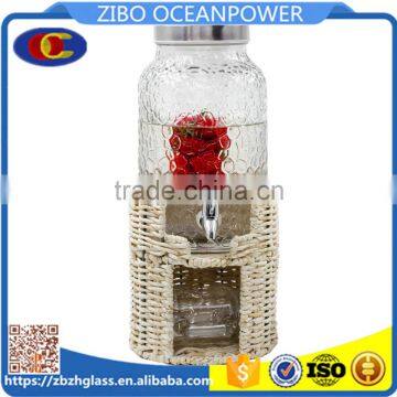 6L round embossing glass beverage dispenser set