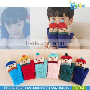 hot sale hand knitted multicolor cute design christmas children gloves