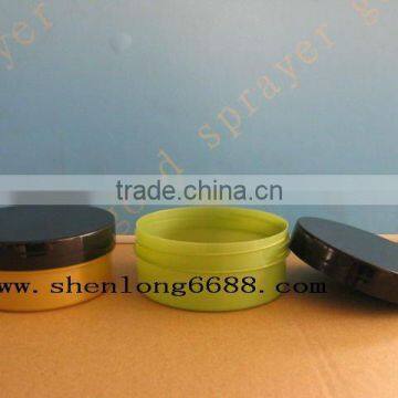 Plastic cosmetic jar black cap 200g