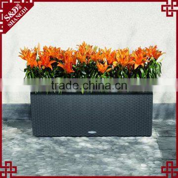 Large Size Rectangular UV-resistant Resin Wicker Flower Planter Manual Vegetable Seed Planter photo-2