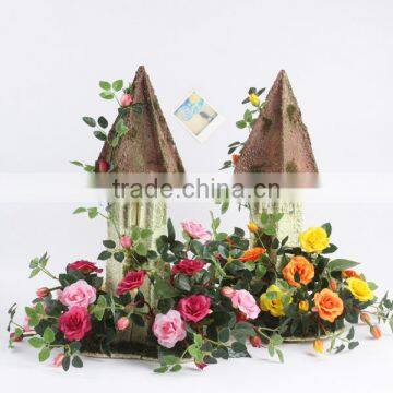 European Style Decoration Cottage Potted Silk Flowers Home Artificial Bonsai Roses photo-3