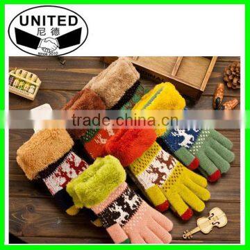 100% acrylic jacquard snow pattern screen gloves for girls