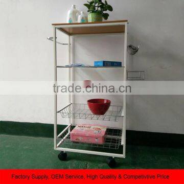 Kitchen Metal basket Dipaly rack vegatable and friuit storage Trolley