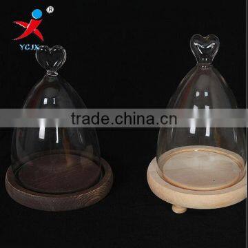 2017 Heart Heading Conical Glass Cover With Wood Base