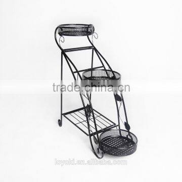 Garden Yard Decor Orgnized 3-Tiered 1-Rack Folded Plant Pots Tray Unit Metal Flower Stand photo-4