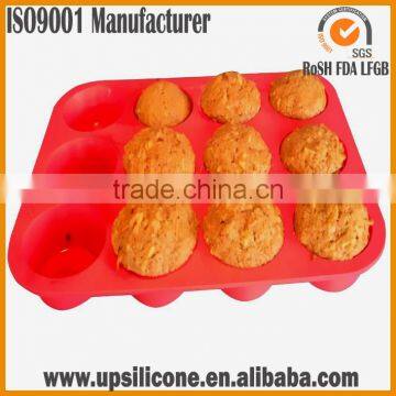 BPA Free Nonstick Red 12 -cup Silicone Baking Pan Silicone Muffin Pan photo-2