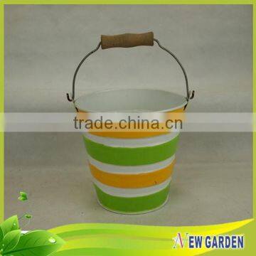 Anti-corrosion Home & Garden Decor Stripe Metal Flat Flower Pot photo-5