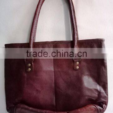 High Quality Classic Design Handmade Vintage Pure Goat Leather Women Handbag photo-2