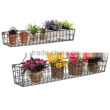 Country Rustic Wall Mounted Openwork Metal Wire Storage Basket Shelves Display Racks