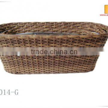 Oval Shape PE Rattan With Liner Plastic Flower Pot photo-2