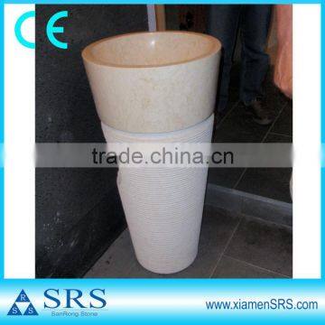 Exotic beige marble pedestal sink