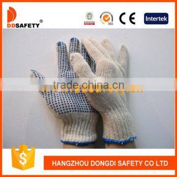 DDSAFETY 2017 Knitted Working Glove With Blue PVC Dots Industrial Glove