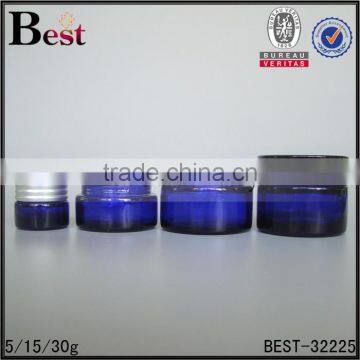 5g 15g 30g Hot Products Small Cosmetic Jar Blue Glass Cream Jar With Black Plastic Lid China Suppliers photo-6