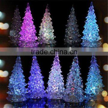 Mini Color Changing Icy Crystal LED Christmas Tree Decoration Light Night Light