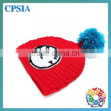 2014 Newest 100% Headband Red Colour Horologe Pattern Knit Cap And A Ball In Top