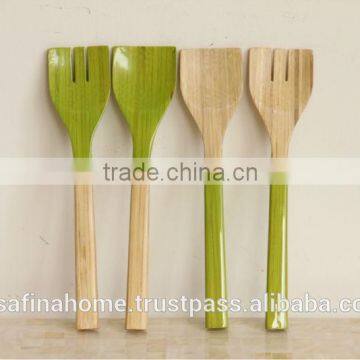 Set of bamboo salad servers