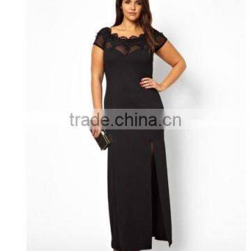 Plus Size M-6XL Short Sleeve Lace big sizes black summer Knee-Length party dress