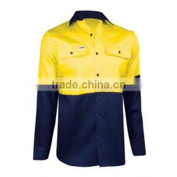 100% Cotton 2 Contrast Colors Open Front Mens Work Shirts photo-4