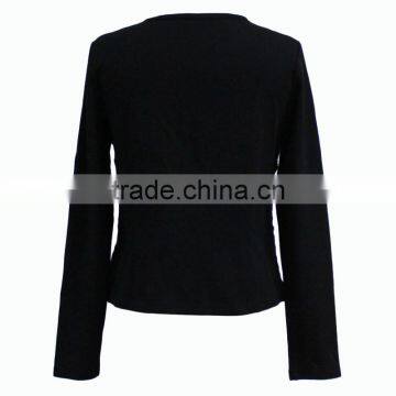 Factory Directly Provide Double Zip Long Sleeve O-neck Womens Black Elegant Blazer photo-4