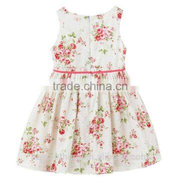 Floral Print Sleeveless Cotton Princess Wedding Little Girls Dress Party Flower Children Beach Kid Summer Dress Girl 2017 photo-4