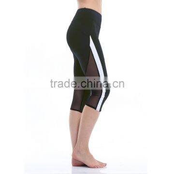 Women's Slim Mesh Active Yoga Running Capri Pants