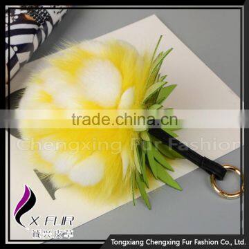 CX-R-47 Cheap Fancy Rabbit Fur Ball Key Chain Key Ring Hand Bag Decorative photo-2