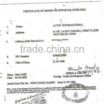 IMPORTER EXPORTER CODE