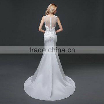 MGOO Hot Sale Customised Mermaid White Lace Wedding Dress Sleeveless Sexy Bridal Dress Underwear 100 Usd Dress photo-6