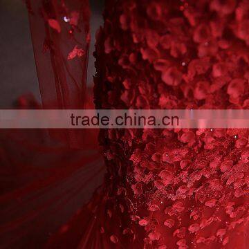 MGOO Top Selling Handmade China TraditionalWedding Dress Pearl Evening Dress Red Long Sleeve Prom Dress 2065 photo-6