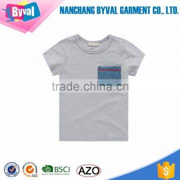 Wholesale Kids Summer Right Side Pocket Blank Cotton T-shirt photo-5