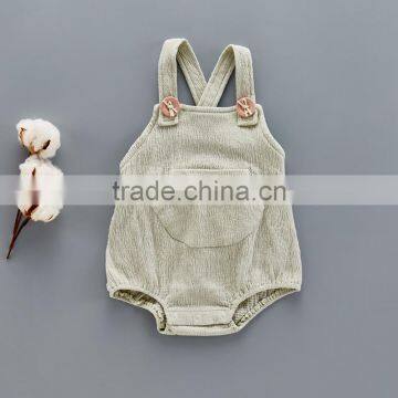 0-3 Years Wholesale Baby Girls Boys Cotton Strap Rompers Kids Jumpsuit photo-2