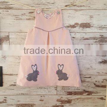 Girl Pinafore Dress Kids Easter Bunny Pink Dress photo-2
