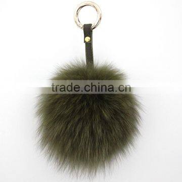 Myfur Factory Price Big Colorful Fox Fur Ball Pom Pom Keyring Pendant photo-3
