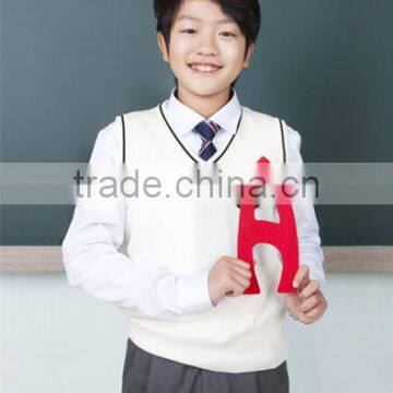 Juqian Knitwear Vest School Uniform Wholesale / V Neck Sweater Kids Knit Vest Pattern Child Sleeveless Sweater photo-3