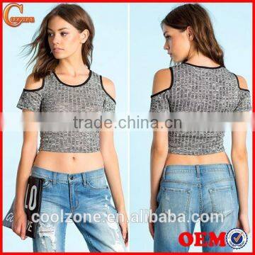 Ribbed Cold Shoulder Trend Crop Top Women Tank Tops in Bulk photo-1
