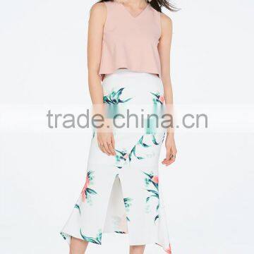 Pictures of Long and Tops Printed Floral Front Slit Skirts