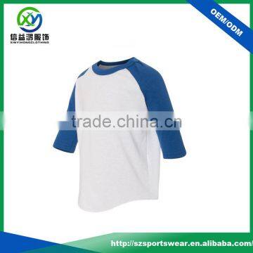 OEM New Design Three-Quarter Sleeve Baseball Jersey Kids Polyester Sport T Shirt
