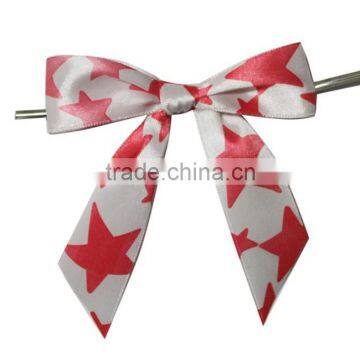 Factory wholesale superior smooth satin bow with wire twist