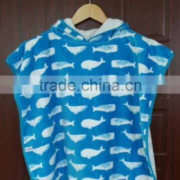 100 Cotton Reactive Print Hooded Poncho Towels for Kids photo-4