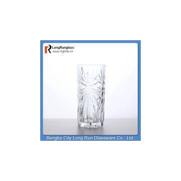 LongRun Hand cut crystal drinking water glass with snow carved pattern glassware wholesale