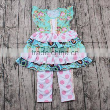 designer baby clothes girls flutter sleeve multilayer ruffle dress match dot print pants kids clothes children
