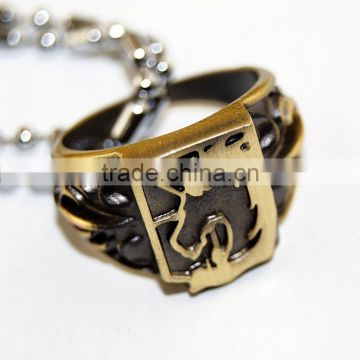 HOT!!!Anime Attack On Titan Rings Japan Anime Attack on Titan Metal Ring Necklace Pendant chains