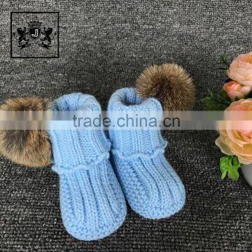 Wholesale Product Dress Shoes Plush Baby Booties With Rabbit Fur Ball