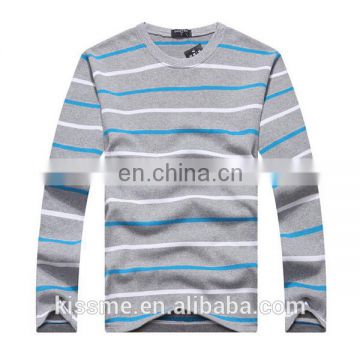 Soft blue and grey color strip long polo t shirts of mens