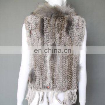 Real Rabbit Fur Knitted Weaven Pattern Fur Vest/gilet photo-3