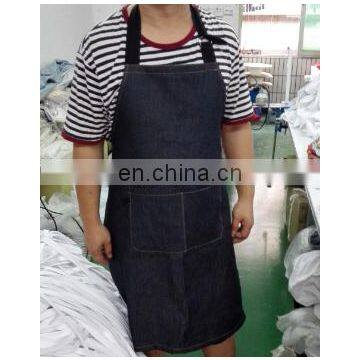 high quality demin or jean apron in dark blue color with pocket